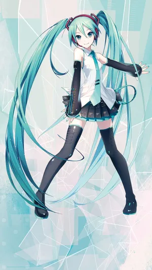 Hatsune Miku Long Blue Hair Phone Wallpaper