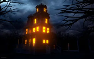 Haunted House On Halloween Night Wallpaper