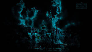 Haunted Mansion Under Black Sky Wallpaper