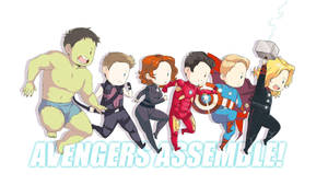 Hawkeye With Chibi Avengers Wallpaper