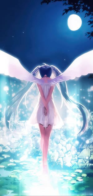 Hd Anime Phone Angel Hatsune Miku On Water Wallpaper