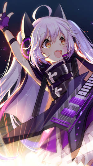 Hd Anime Phone Girl Playing Electric Guitar Wallpaper