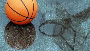 Hd Basketball Ball In Wet Ground Wallpaper