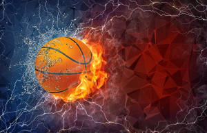 Hd Basketball Ball With Elements Wallpaper