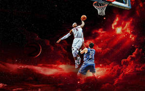 Hd Basketball Player In Red Wallpaper