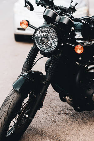 Hd Black Motorcycle Close-up Wallpaper