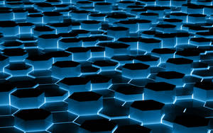 Hd Blue Glowing Hexagonal Terrain Wallpaper