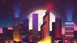 Hd Neon City Landscape Wallpaper