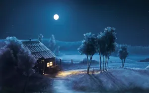 Hd Night Farm House Wallpaper