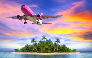 Hd Plane Flying Colorful Sky Wallpaper