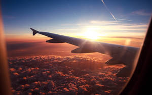 Hd Plane Sunset View Wallpaper