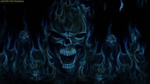 Hd Skull In Blue Flames Wallpaper