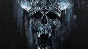 Hd Skull Wearing A Viking Helmet Wallpaper