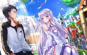 Hd Subaru And Emilia Of Re Zero Wallpaper