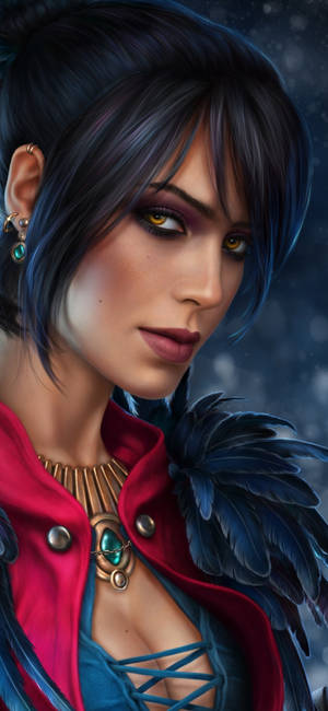 Headshot Of Morrigan In Dragon Age Phone Wallpaper