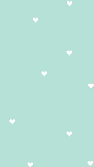 Heart Cute Mint Green Aesthetic Wallpaper