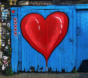 Heart Door Painting Wallpaper