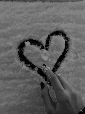 Heart In Snow Love Black And White Wallpaper