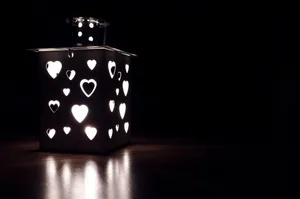 Heart Lantern Love Black And White Wallpaper