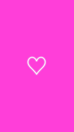 Heart Line Art In Neon Pink Wallpaper