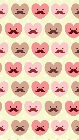 Heart Mustache Tan And Pink Iphone Wallpaper