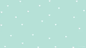 Heart Patterns On Pastel Blue Aesthetic Desktop Wallpaper