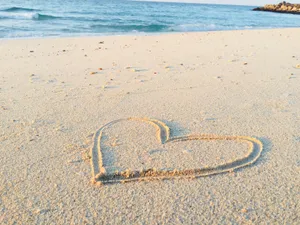 Heart Sand Drawing Wallpaper