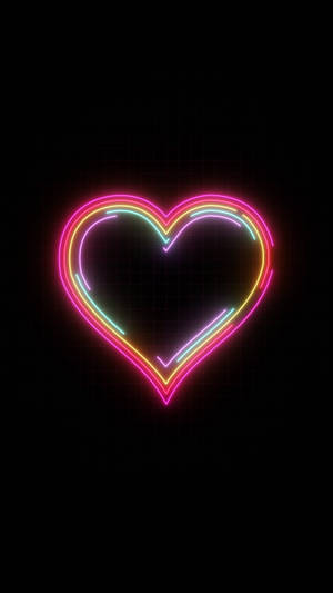 Heart-shaped Neon Phone Wallpaper