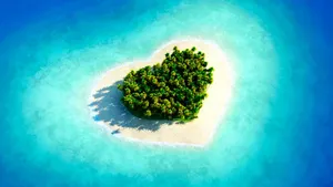 Heart-shaped White Beach Wallpaper