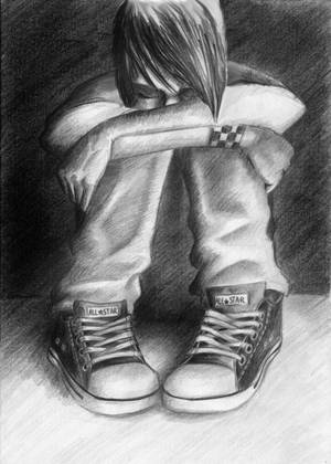 Heartbroken Boy Sad Drawing Wallpaper