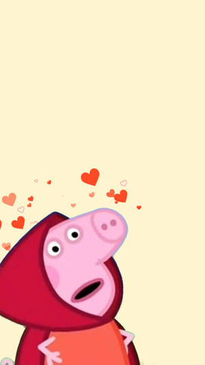Hearts And Red Hooded Peppa Pig Iphone Wallpaper