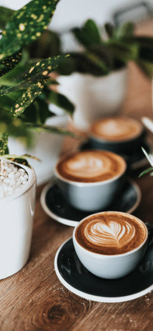 Hearts On Coffee Aesthetic Wallpaper