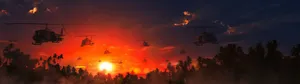 Helicopters In Sunset Wallpaper