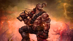Hellbound Warrior In Action Wallpaper