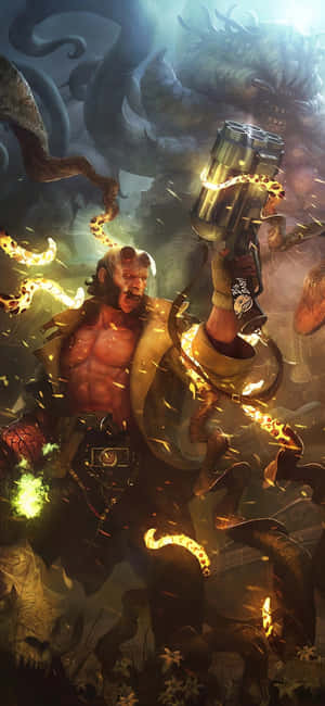 Hellboy_ Amidst_ Chaos_and_ Monsters Wallpaper