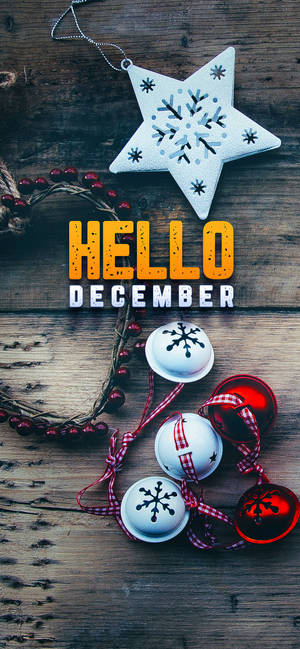 Hello December Holiday Ornaments Wallpaper