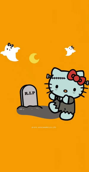 Hello Kitty Halloween In Cemetery Wallpaper