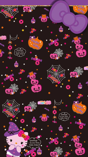 Hello Kitty Halloween Purple Theme Wallpaper