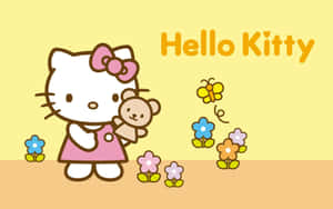 Hello Kitty Laptop Flower Gardem Wallpaper