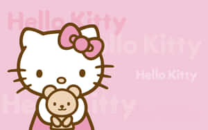 Hello Kitty Laptop Hugging Teddy Bear Wallpaper