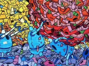 Helper Robot Graffiti Art Wallpaper