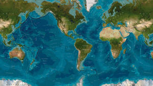 High Definition 4k Contoured Sea Floor World Map Wallpaper