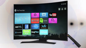 High Definition Display Of A Smart Tv Connects With Roku Wallpaper