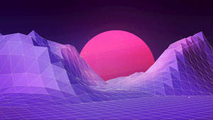 High Res Pink Vaporwave Sun Wallpaper