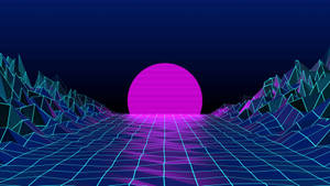 High Res Vaporwave Pink Sunset Wallpaper