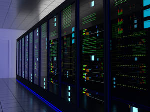 High-tech Data Center With Server Racks Wallpaper