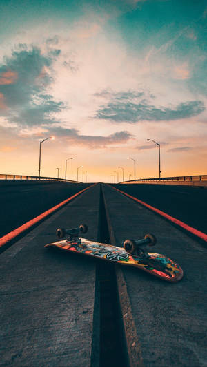 Highway With Skateboard Iphone Wallpaper