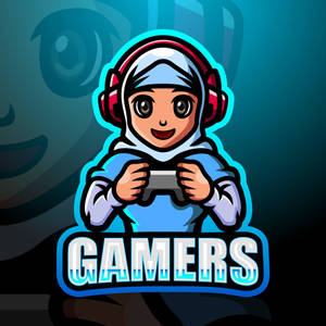 Hijab Girl Gamer Logo Wallpaper