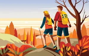Hiking Vector Art Wallpaper