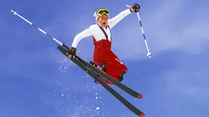 Hilarious Person Ski Jumping Wallpaper